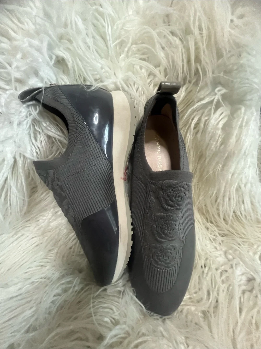 Taryn Rose Gray Slip-On Knit Sneakers